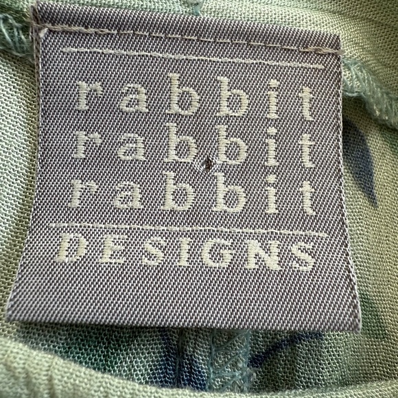 Vintage Rabbit Rabbit Rabbit Green Floral Empire Waist Maxi Dress Size 14W - Picture 5 of 8